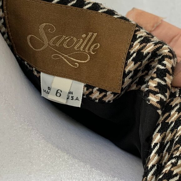 Vtg 80s Houndstooth Double Breast Wool Blazer Jacket Made in USA - Picture 9 of 16